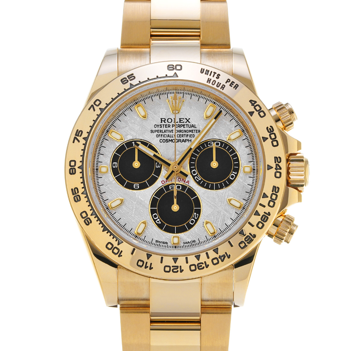 WatchSmiths catalogue reference photo: gold-tone chronograph with meteorite-style dial