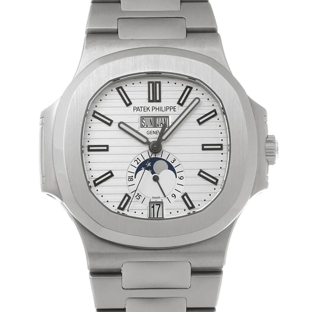 WatchSmiths catalogue reference photo: silver-tone white dial calendar watch